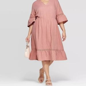 Ava & Viv V-Neck Crochet Trim Dress Sz 4x